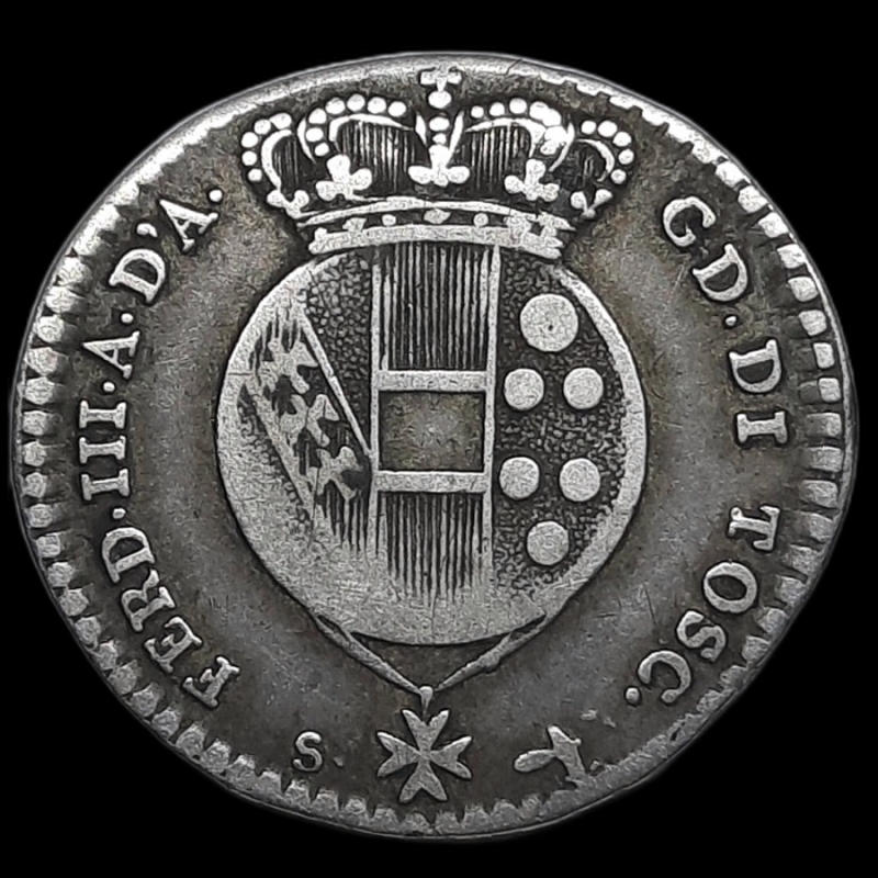 reverse: GRANDUCATO DI TOSCANA. Ferdinando III 10 Soldi 1821 argento , BB