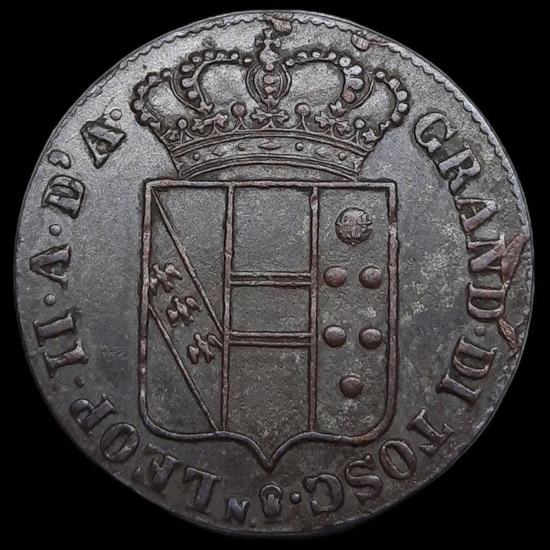 reverse: GRANDUCATO DI TOSCANA. Leopoldo II 3 Quattrini 1853 , BB/SPL