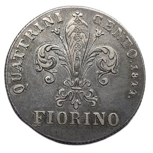 obverse: GRANDUCATO DI TOSCANA. Leopoldo II Fiorino argento 1844 , BB/SPL
