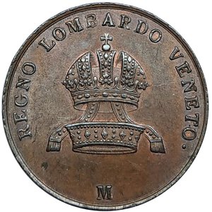 reverse: LOMBARDO VENETO, Francesco Giuseppe, 5 Centesimi 1849 M Qfdc Tracce Rosse