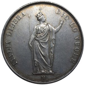 reverse: MILANO. Governo provvisorio di Lombardia. 5 lire argento 1848, 
base spessa, stella vicina RR, BB/SPL