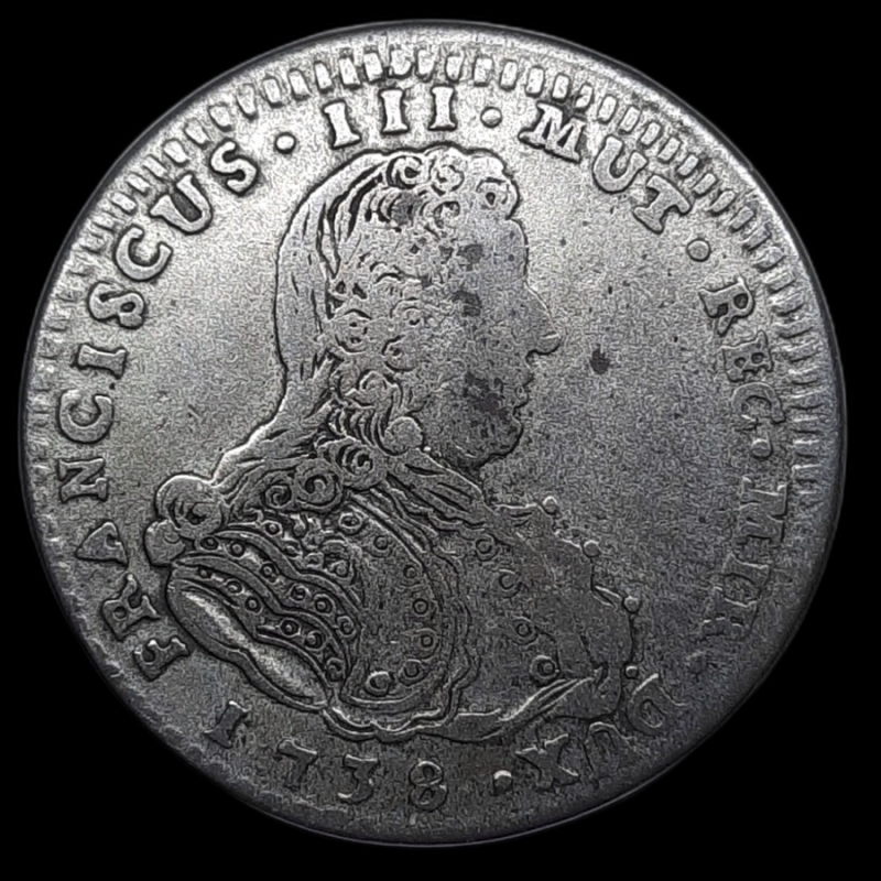 reverse: MODENA. Francesco III d Este (1737-1780) 2 Lire mistura 1738  Qbb