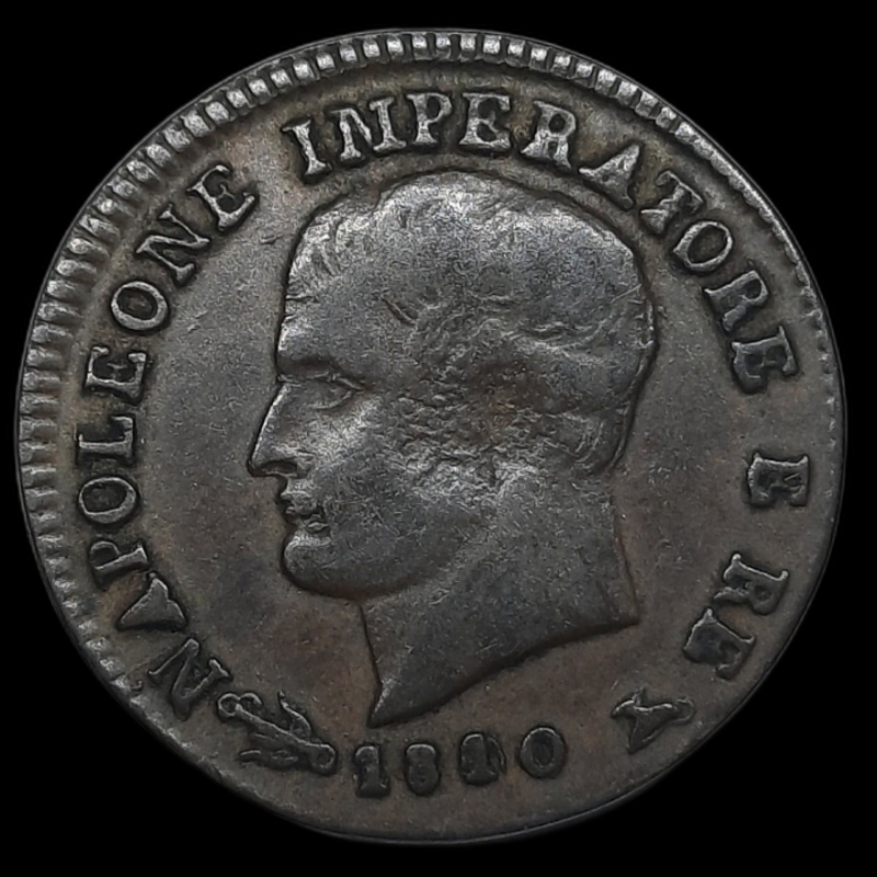 reverse: NAPOLEONE .Imperatore d Italia, 1 Centesimo 1810 zecca V, Cifra 1 su 0, BB/SPL
