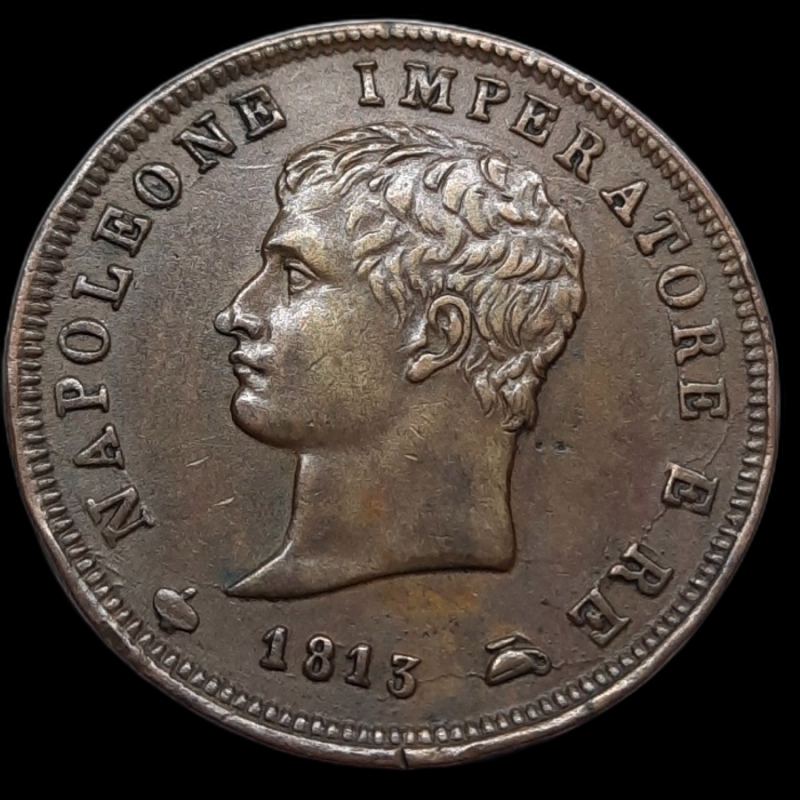 reverse: NAPOLEONE .Imperatore d Italia, 1 Soldo 1813 zecca M, SPL