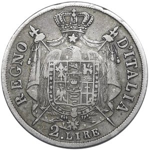 obverse: NAPOLEONE .Imperatore d Italia, 2 lire argento 1812 zecca V,  V su M , BB+