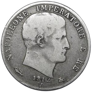 reverse: NAPOLEONE .Imperatore d Italia, 2 lire argento 1812 zecca V,  V su M , BB+