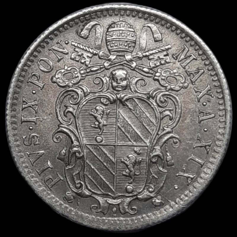 reverse: STATO PONTIFICIO, Pio IX , 10 Baiocchi argento 1864, SPL+ Eccellente