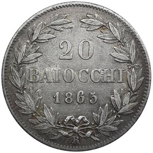 obverse: STATO PONTIFICIO, Pio IX , 20 Baiocchi argento 1865, BB/SPL