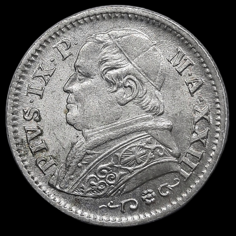reverse: STATO PONTIFICIO, Pio IX , 10 Soldi argento 1868, Qfdc
