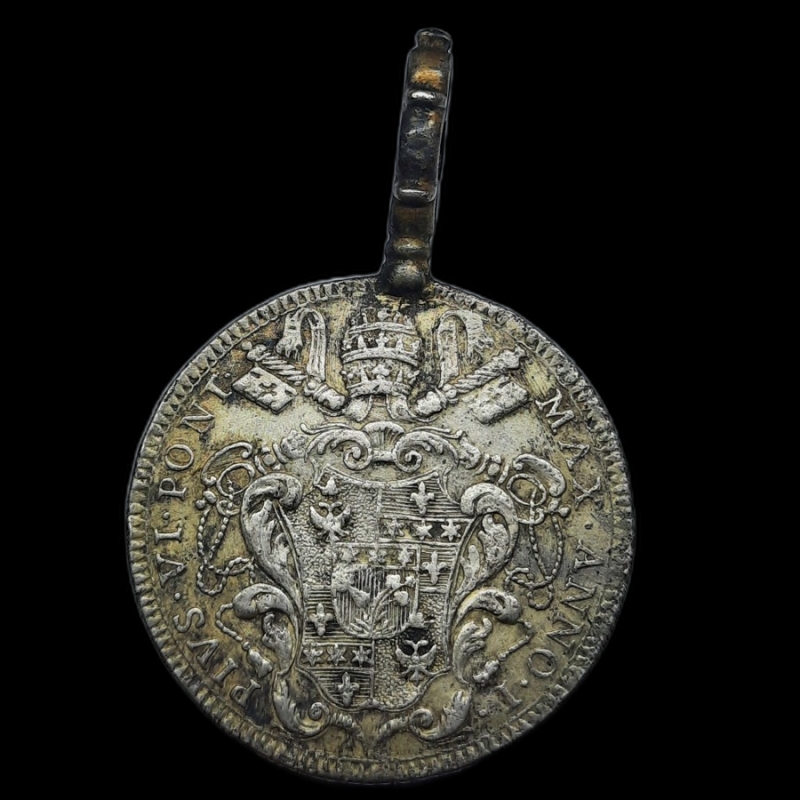 reverse: STATO PONTIFICIO. Pio VI (1775-1799) Mezzo scudo argento 1775 Anno I, Appiccagnolo d epoca