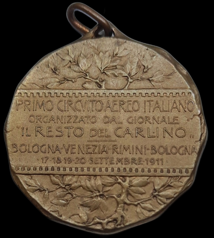 reverse: Medaglia 1°Circuito Aereo Italiano. Inc.Johnson diam.32,2 mm Qfdc