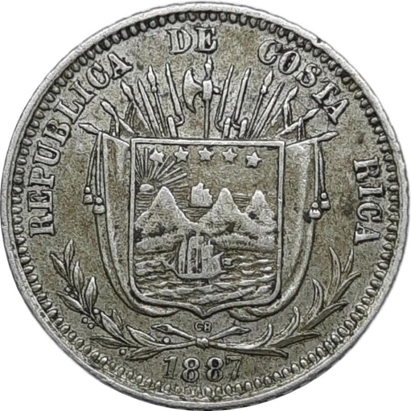 reverse: COSTARICA. 10 Centavos argento 1887 diam.18,2 mm  2,48 gr  SPL