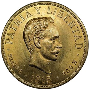 obverse: CUBA. 20 pesos 1915, oro  33,43 gr  SPL+/Qfdc