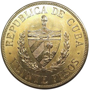 reverse: CUBA. 20 pesos 1915, oro  33,43 gr  SPL+/Qfdc