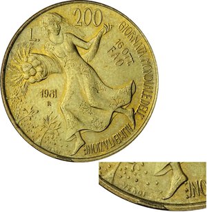 reverse: 200 lire 1981 . Metallo sul bordo, FDC, periziata Del Pup