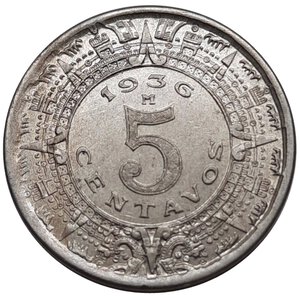 reverse: MESSICO. 5 centavos 1936 , SPL+ qFDC