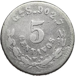reverse: MESSICO. 5 centavos 1889 s, argento  MB 