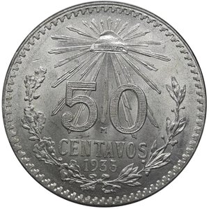 reverse: MESSICO. 50 centavos 1935, argento  FDC 