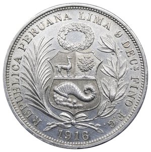 reverse: PERU. 1/2 Sol , argento 1916, SPL+ Tracce lievi di pulizia