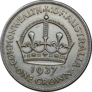 reverse: AUSTRALIA .George VI, 1 Crown argento 1937 BB