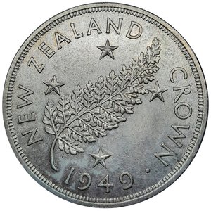 reverse: NEW ZEALAND. 1 Crown argento 1949 BB/SPL