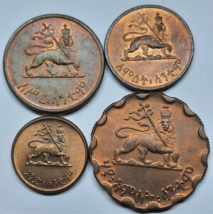 reverse: ETIOPIA. Lotto 4 monete 1-5-10-25 Cents 1923 , conservazione FDC/Qfdc Rosso