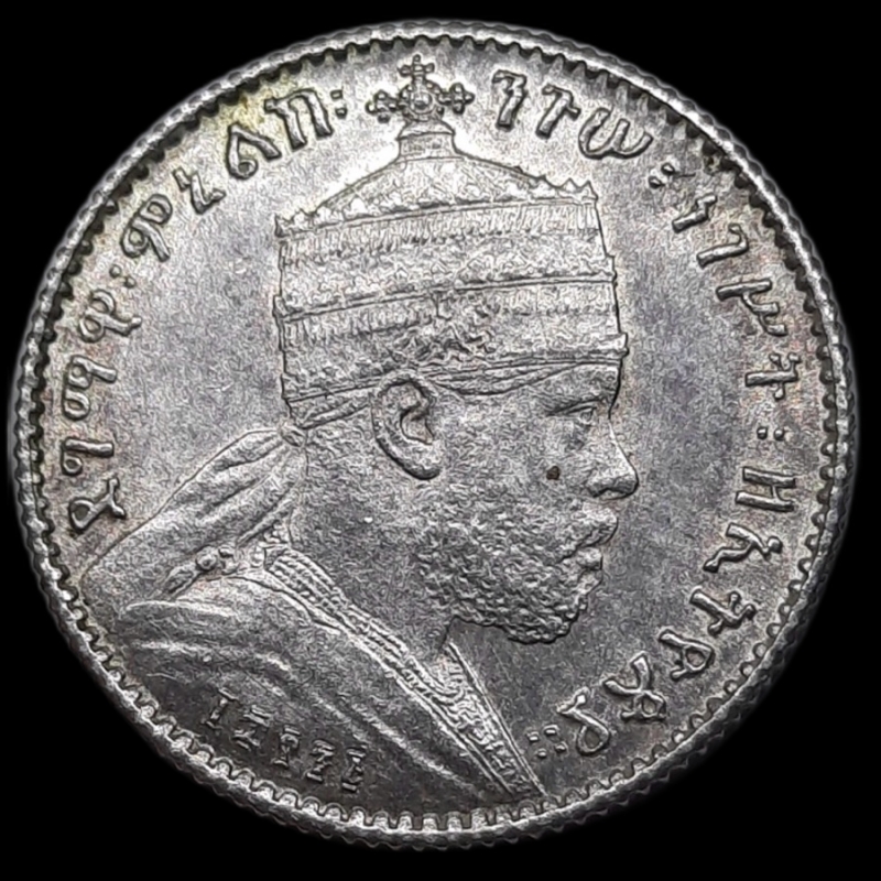 obverse: ETIOPIA .Menelik II, 1 Gersh argento 1895 FDC/Qfdc