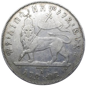 reverse: ETIOPIA .Menelik II, 1 Birr  argento 1889 BB++