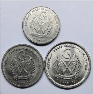 obverse: SAHARAUI. Lotto 3 monete 1-2-5 pesetas 1992