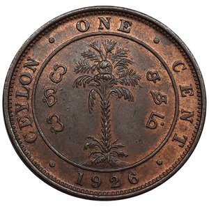 reverse: CEYLON. George VI, 1 Cents 1926, SPL+ Tracce Rosse