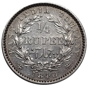 reverse: EAST INDIA COMPANY. Victoria queen, 1/4 Rupee argento 1840  ,SPL