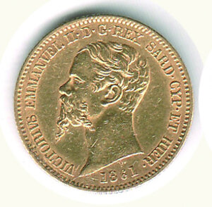 obverse: SAVOIA - Vittorio Emanuele II - 20 Lire 1861 To