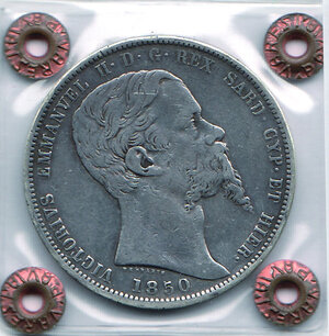 obverse: SAVOIA - Vittorio Emanuele II - 5 Lire 1850 Ge