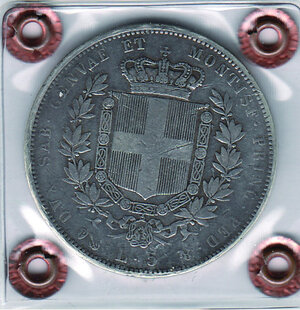 reverse: SAVOIA - Vittorio Emanuele II - 5 Lire 1850 Ge