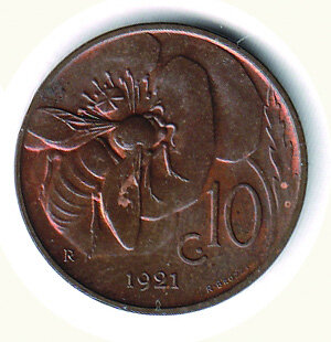 reverse: 	SAVOIA - Vittorio Emanuele III - 10 Cent. 1921.