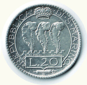 reverse: SAN MARINO -  20 Lire 1932.
