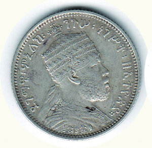 obverse: 184.	ETIOPIA -  Menelik II - 1/4 Birr 1895.
