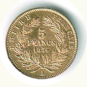 reverse: FRANCIA - Napoleone III - 5 Fr 1854.