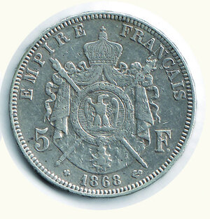 reverse: FRANCIA - Napoleone III - 5 Fr 1868.