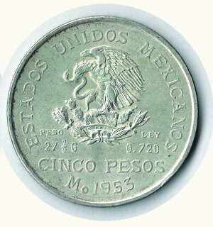 reverse: MESSICO - 10 Pesos 1953 - Anno dell’Hidalgo.