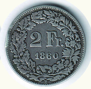 reverse: 	SVIZZERA - 2 Franchi 1860 - Colpetto ore 9.