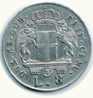 reverse: GENOVA - 8 Lire 1796