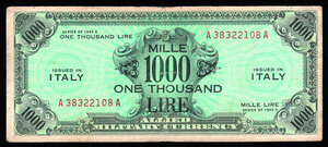 obverse: AM LIRE 1000 Lire serie OF 1943 A BB+ richiesta 40