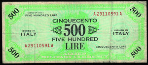 obverse: AM LIRE - 500 Lire.