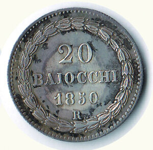 reverse: ROMA - Pio IX - 20 Baiocchi 1850