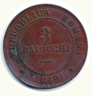 reverse: ROMA - II Repubblica Romana 1849 - 3 Baiocchi (3 tondo).