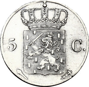 reverse: Netherlands.  William I (1815-1840). 5 Cents 1827