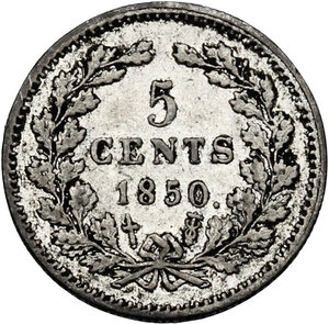 reverse: Netherlands.  William III (1849-1890).. AR 5 Cents 1850