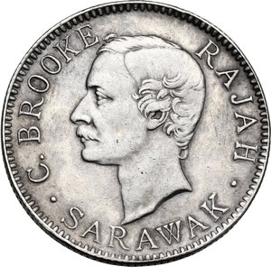obverse: Sarawak.  Charles Brooke (1868-1917), Rajah. AR 20 cents, 1911H