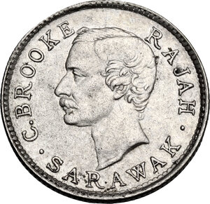 obverse: Sarawak.  Charles Brooke (1868-1917), Rajah. AR 5 cents, 1911H